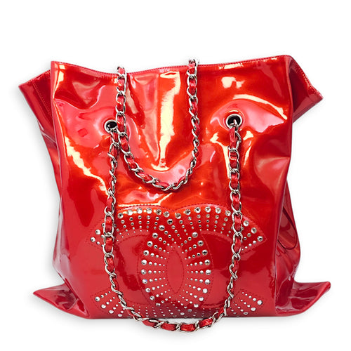 Bon Bon Embellished CC Red Tote Bag in Patent Leather, Palladium hardware