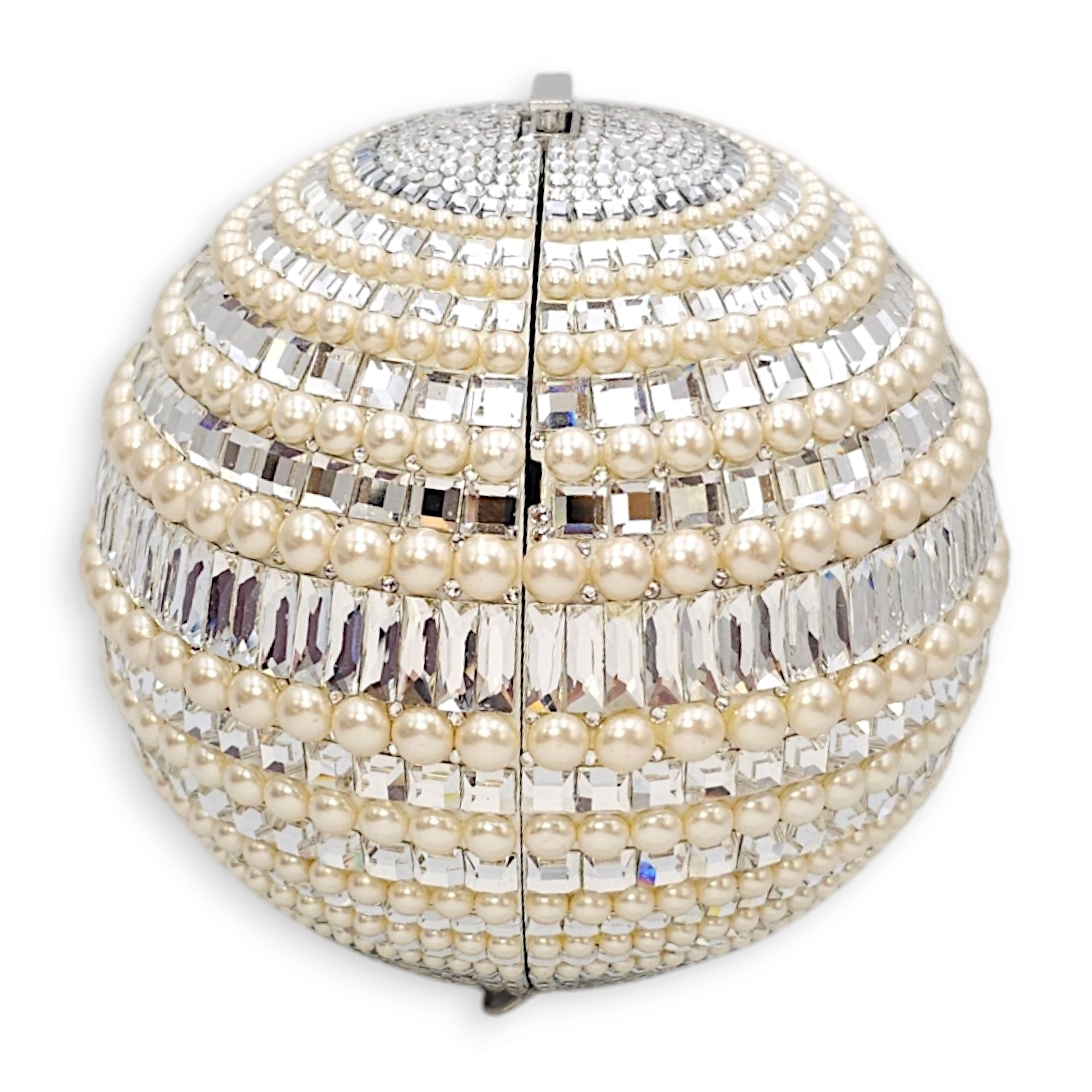 Couture Sphere Celestial Clutch Bag White Clutch in Pearl & Crystals, Palladium hardware