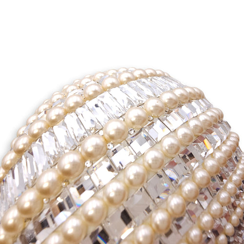 Couture Sphere Celestial Clutch Bag White Clutch in Pearl & Crystals, Palladium hardware