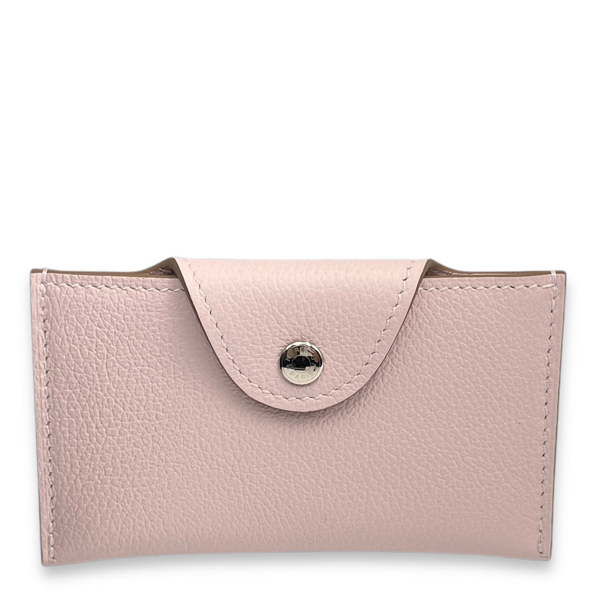 Iliade Mauve Pale Card Holder in Evercolor, Palladium hardware