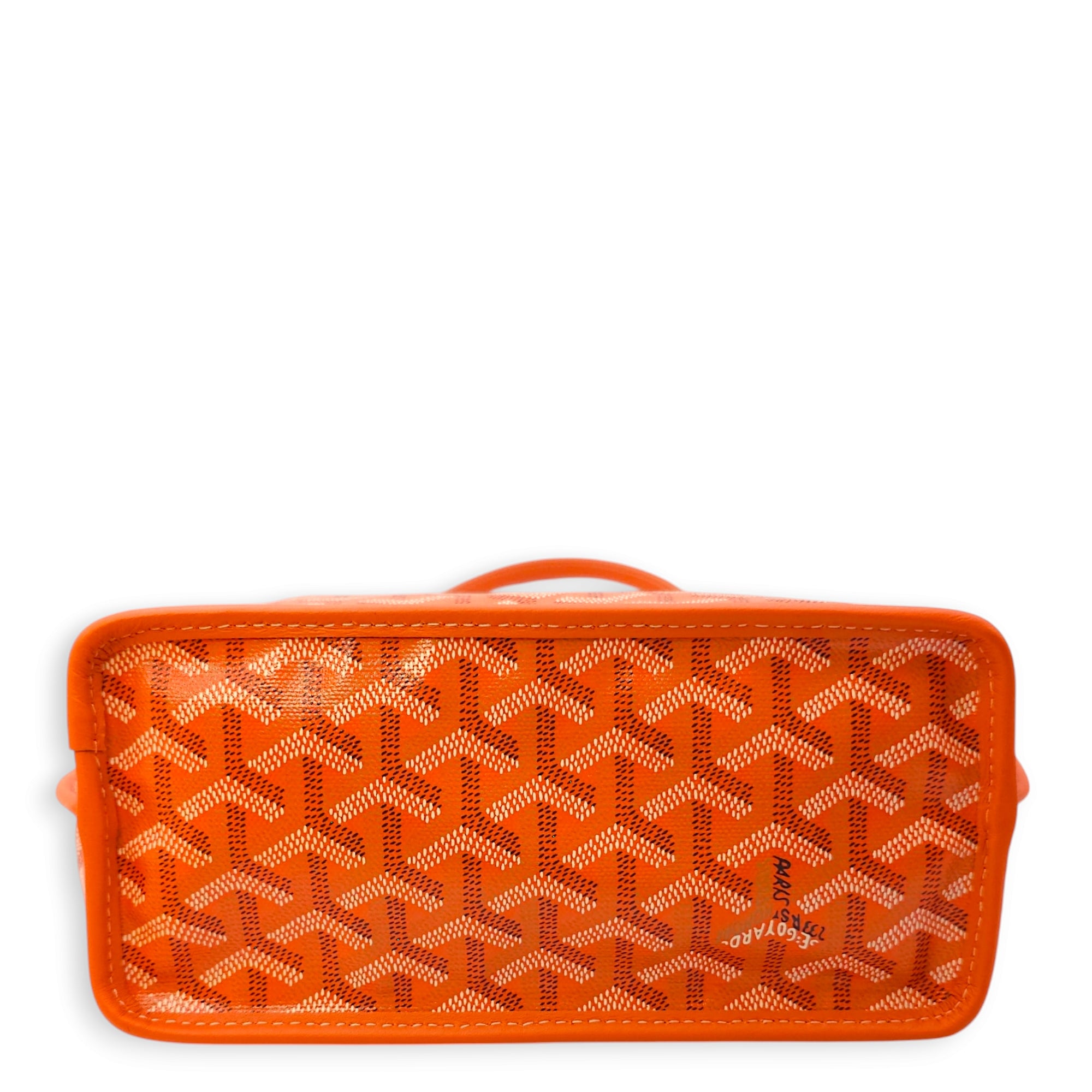 Anjou Mini Orange Top Handle Bag in Coated Canvas, Silver hardware