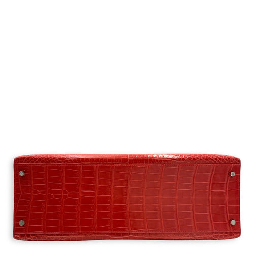 Hermes Sellier Kelly 40 [O square] Pre-Owned | Bougainvillier | Shiny Porosus | PHW | FSNBNR | [CL2408-4907]