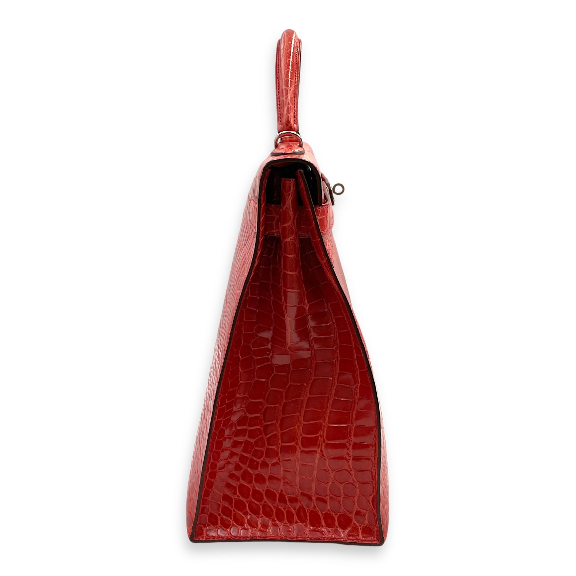 Hermes Sellier Kelly 40 [O square] Pre-Owned | Bougainvillier | Shiny Porosus | PHW | FSNBNR | [CL2408-4907]