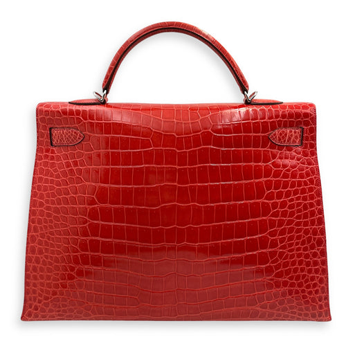Hermes Sellier Kelly 40 [O square] Pre-Owned | Bougainvillier | Shiny Porosus | PHW | FSNBNR | [CL2408-4907]