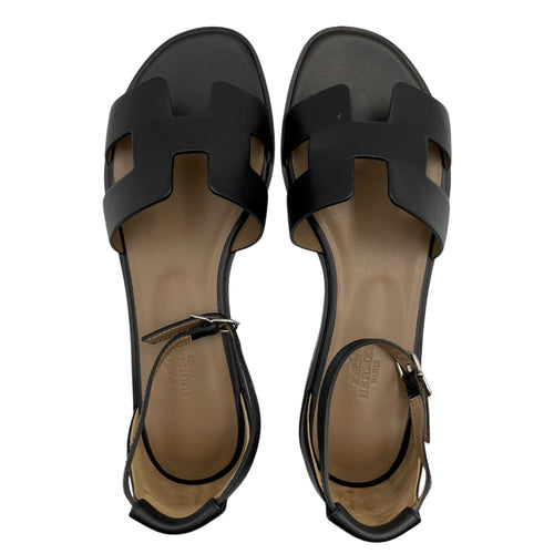 Santorini 37 Black Sandals in Calfskin