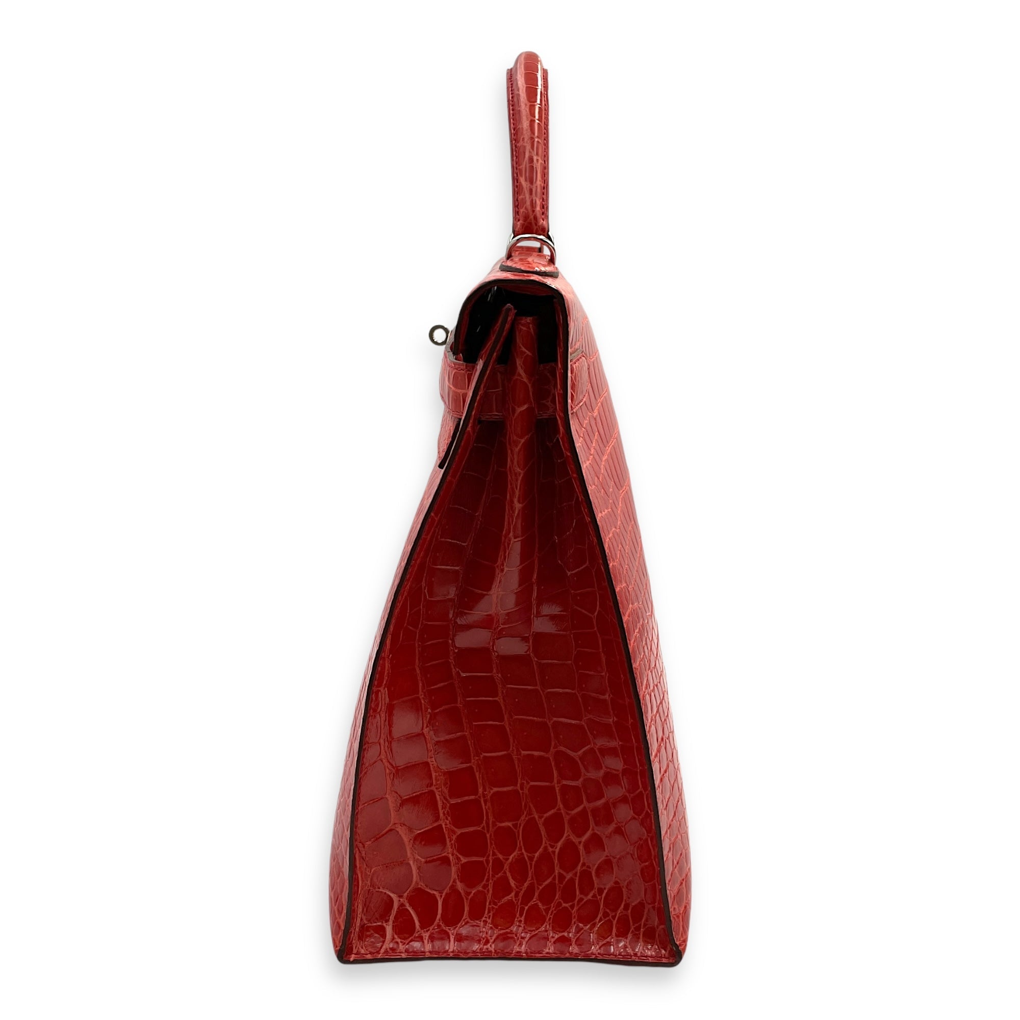 Hermes Sellier Kelly 40 [O square] Pre-Owned | Bougainvillier | Shiny Porosus | PHW | FSNBNR | [CL2408-4907]