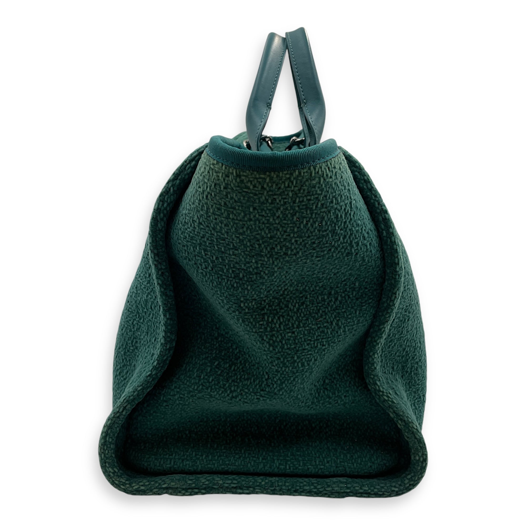 Deaville Large Green Tote Bag in Tweed, Silver hardware