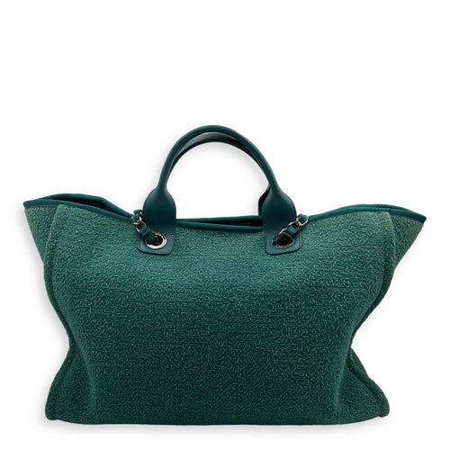 Deaville Large Green Tote Bag in Tweed, Silver hardware