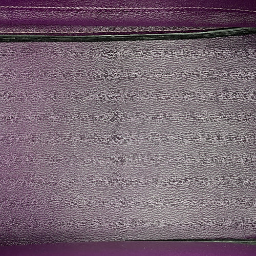 Birkin 35 Amethyst in Matte Porosus, Palladium hardware