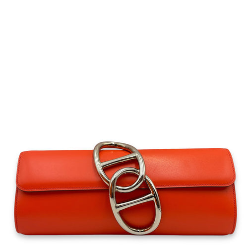 Egee Clutch Orange Poppy in Tadelakt, Palladium hardware