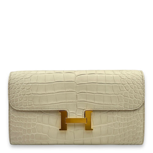 Constance To Go Beton Wallet On Chain in Matte Alligator Gold hardware CL2412-7918 1