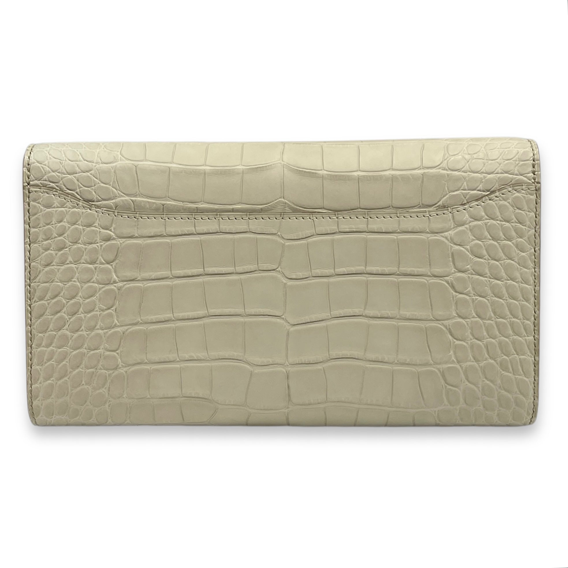 Constance To Go Beton Wallet On Chain in Matte Alligator, Gold hardware