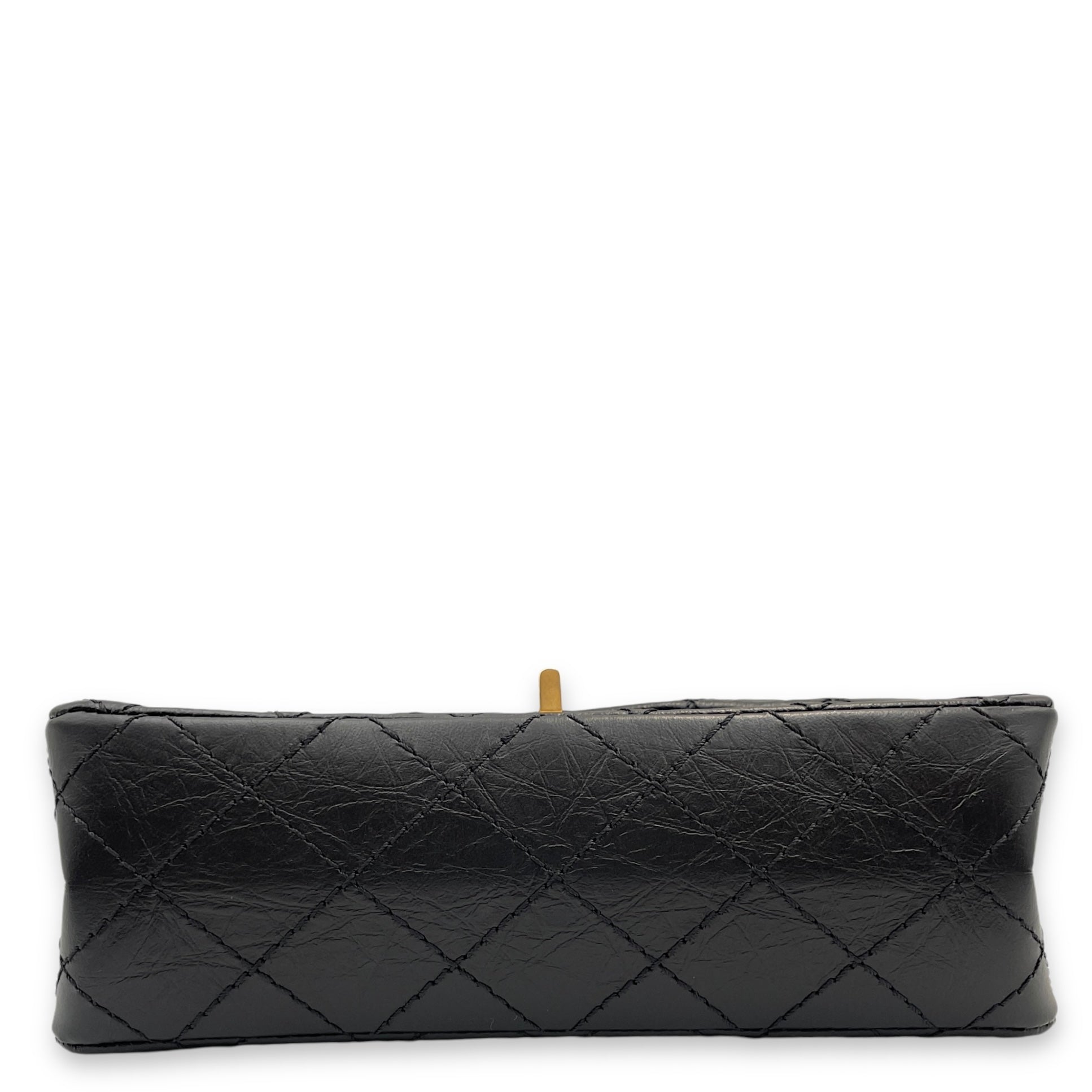 Reissue Flap Mini Black Crossbody Bag in Distressed Leather, Gold hardware