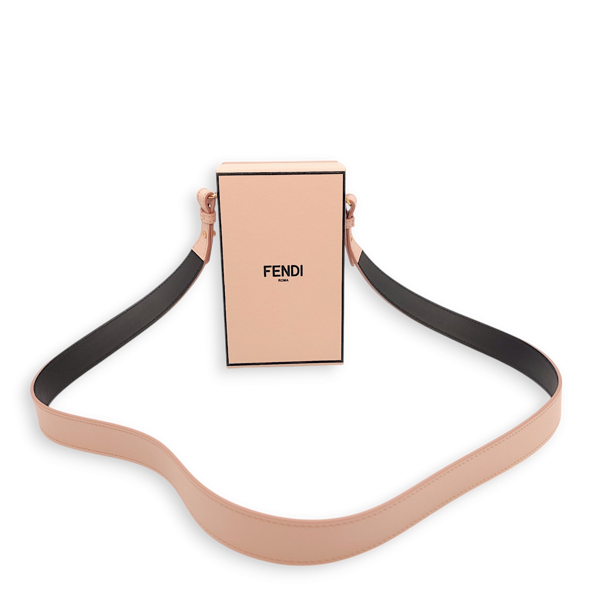 Roma Vertical Box Pink Crossbody Bag in Calfskin, Gold hardware