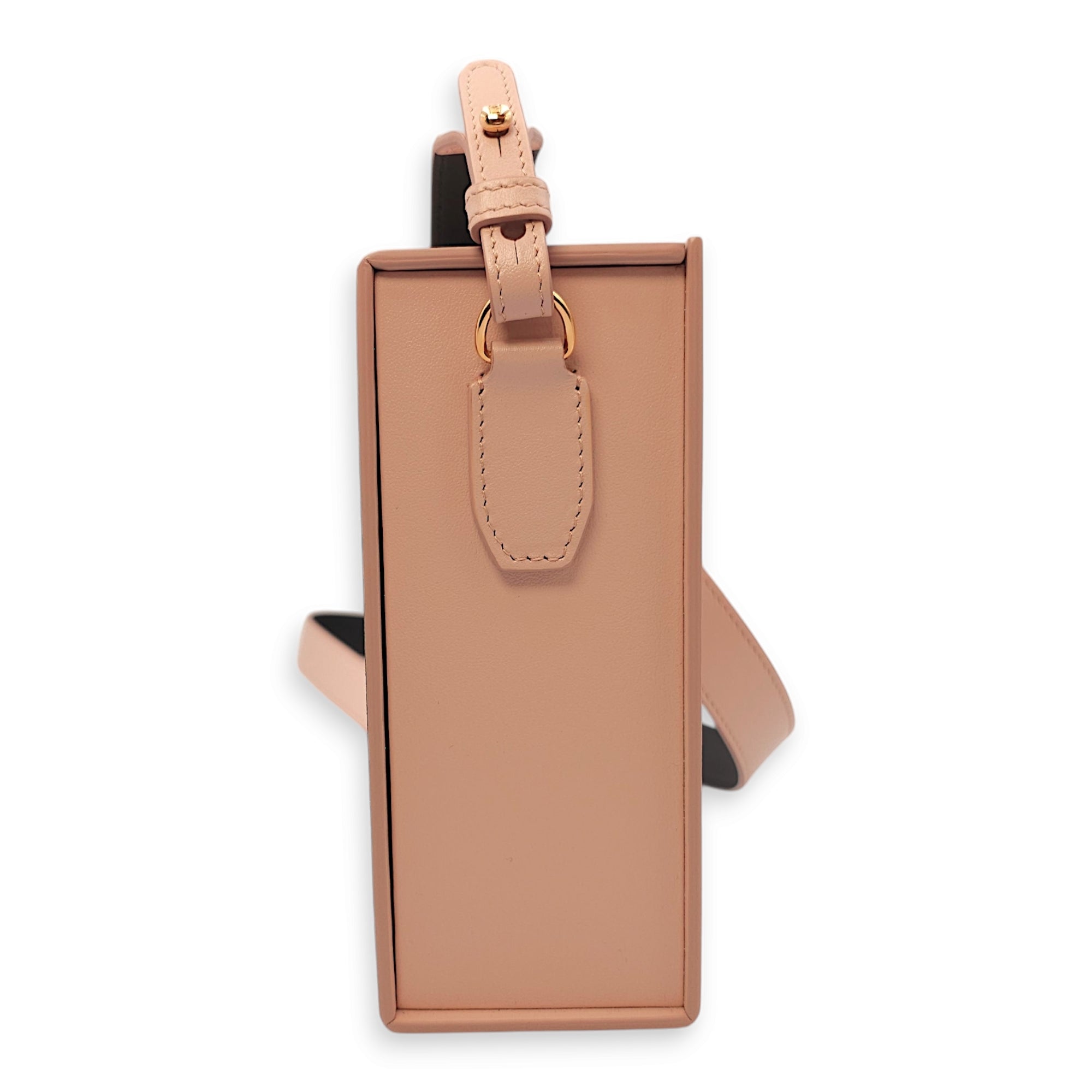 Roma Vertical Box Pink Crossbody Bag in Calfskin Gold hardware CL2412-8325 3