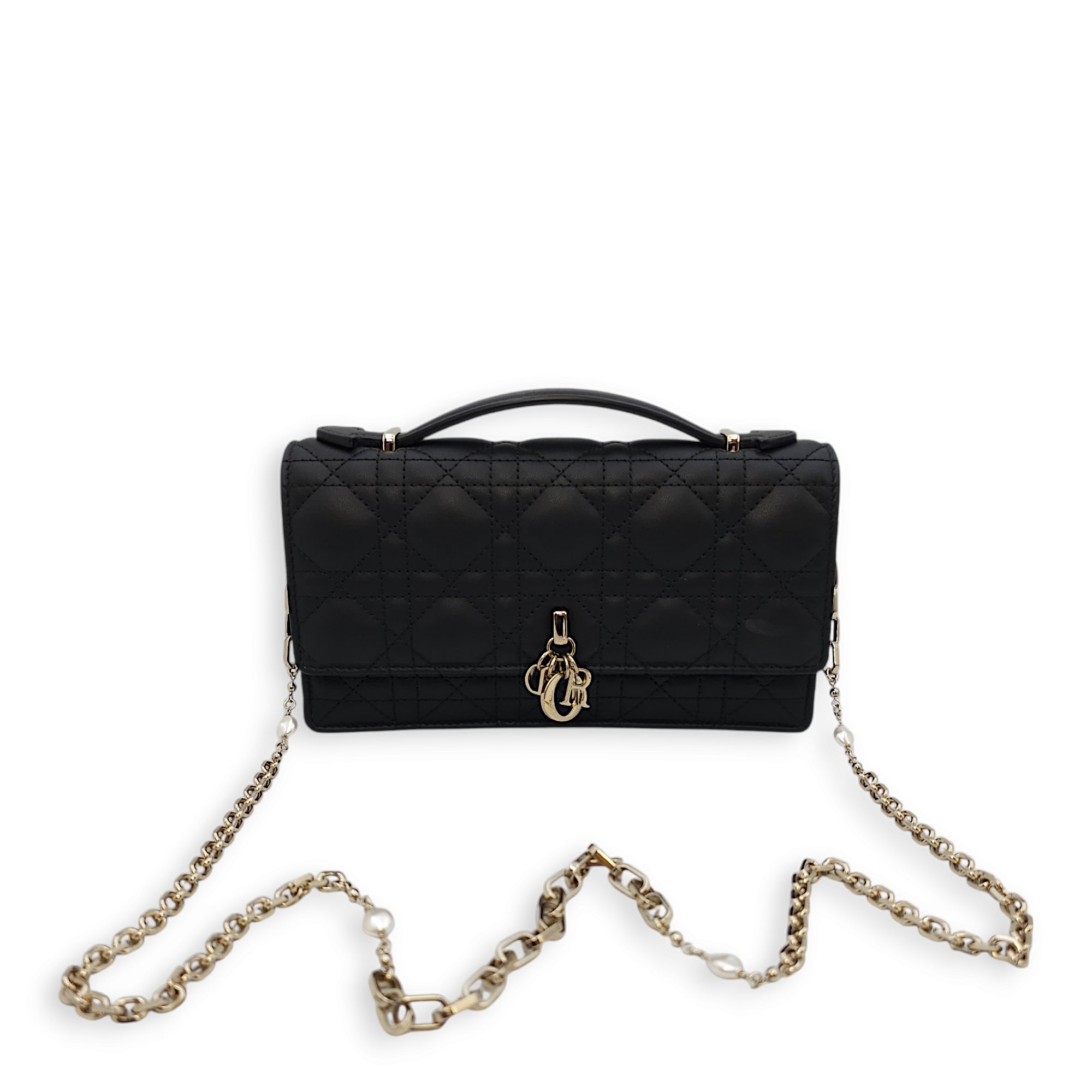 My Dior Mini Black Crossbody Bag in Cannage Print Lambskin, Gold hardware