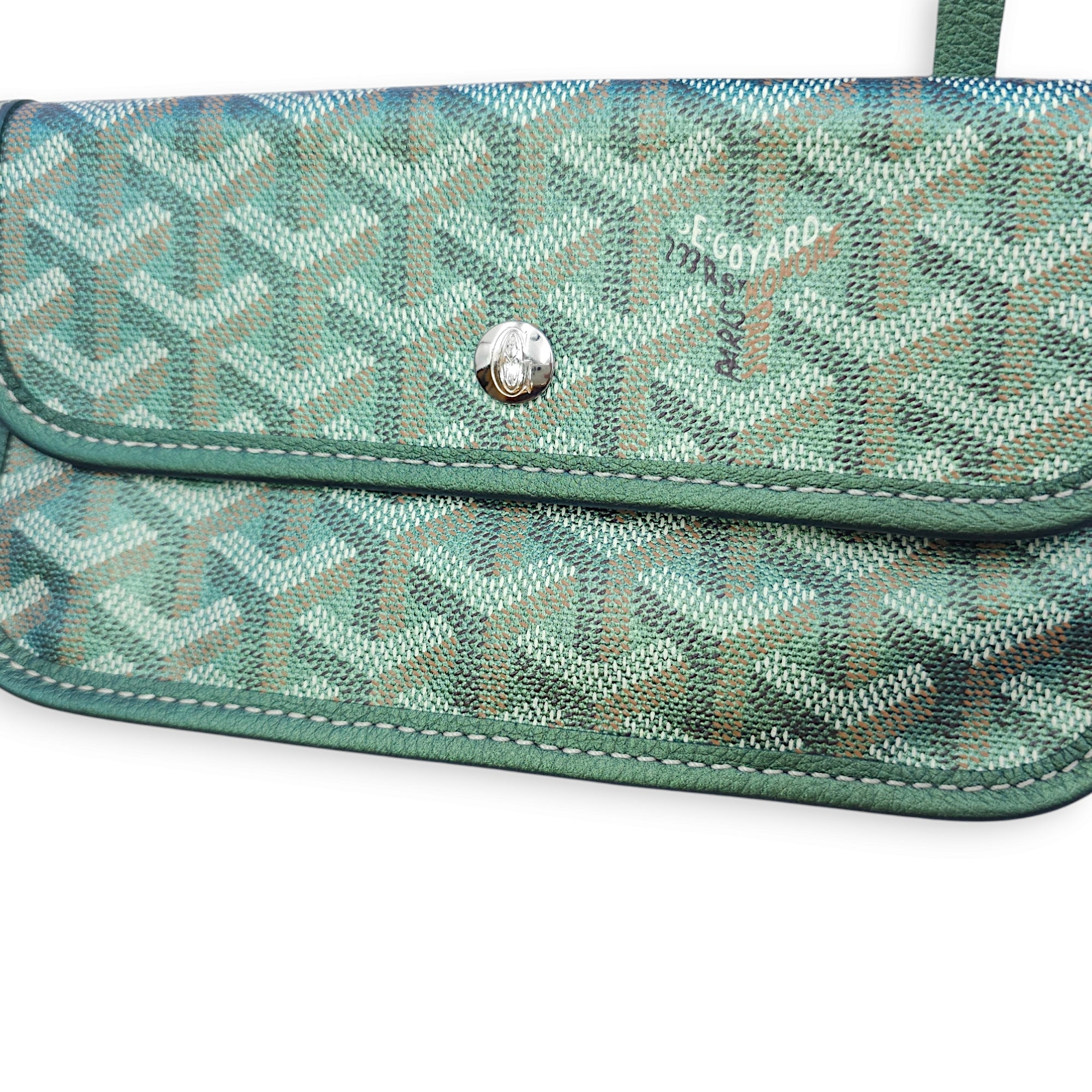 Boheme Hobo PM Green Shoulder Bag in Goyardine Canvas, Silver hardware