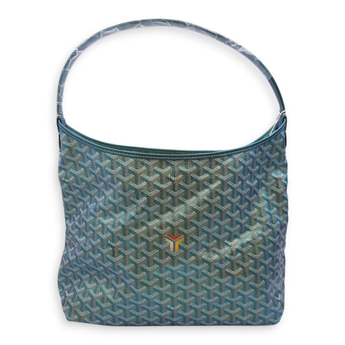 Boheme Hobo PM Green Shoulder Bag in Goyardine Canvas, Silver hardware