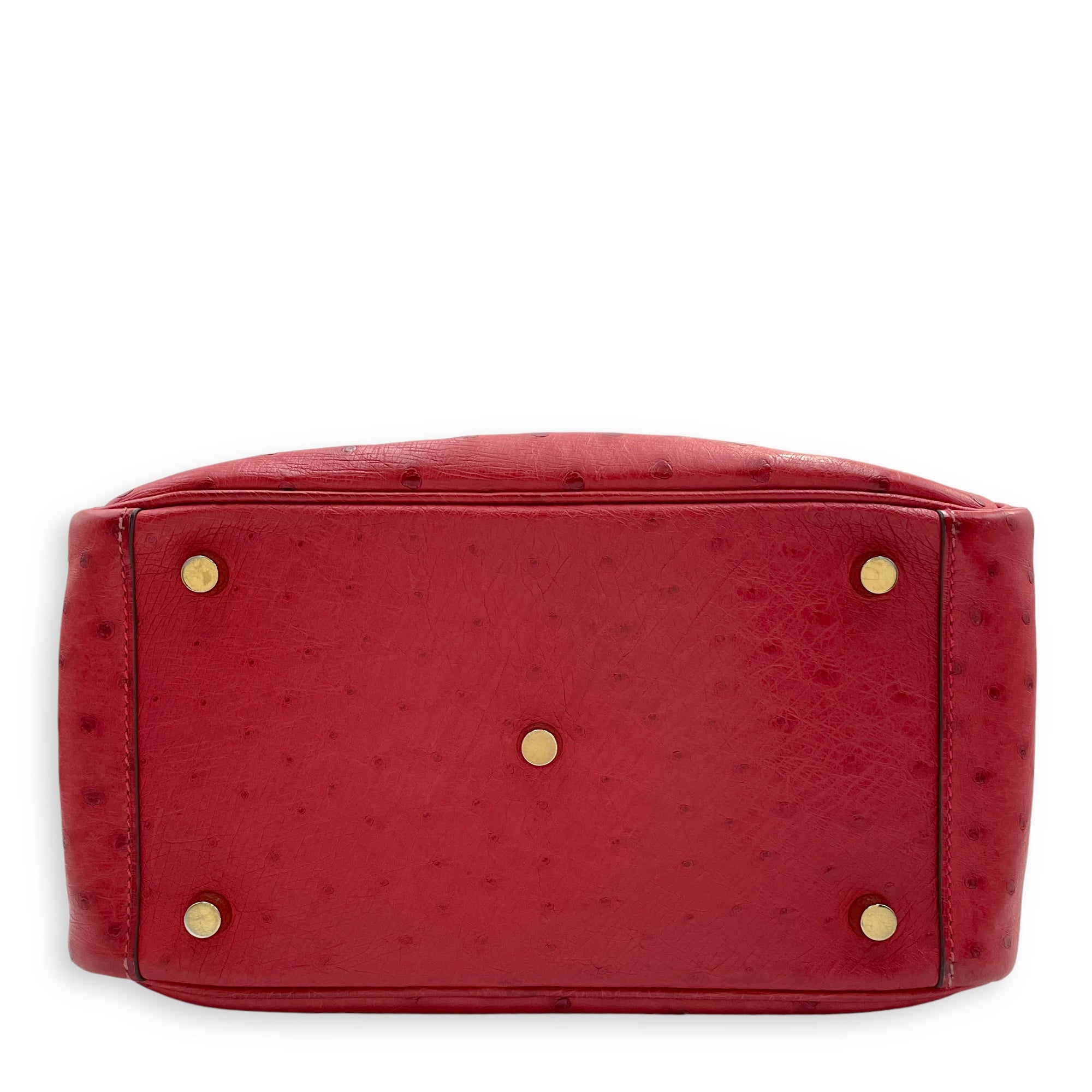 Lindy 26 Rouge Vif in Ostrich, Gold hardware