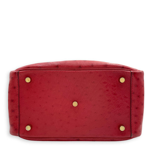 Lindy 26 Rouge Vif in Ostrich, Gold hardware