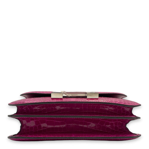 Constance 18 Rose Pourpre in Shiny Alligator Palladium hardware C107865 5