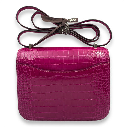 Constance 18 Rose Pourpre in Shiny Alligator Palladium hardware C107865 2
