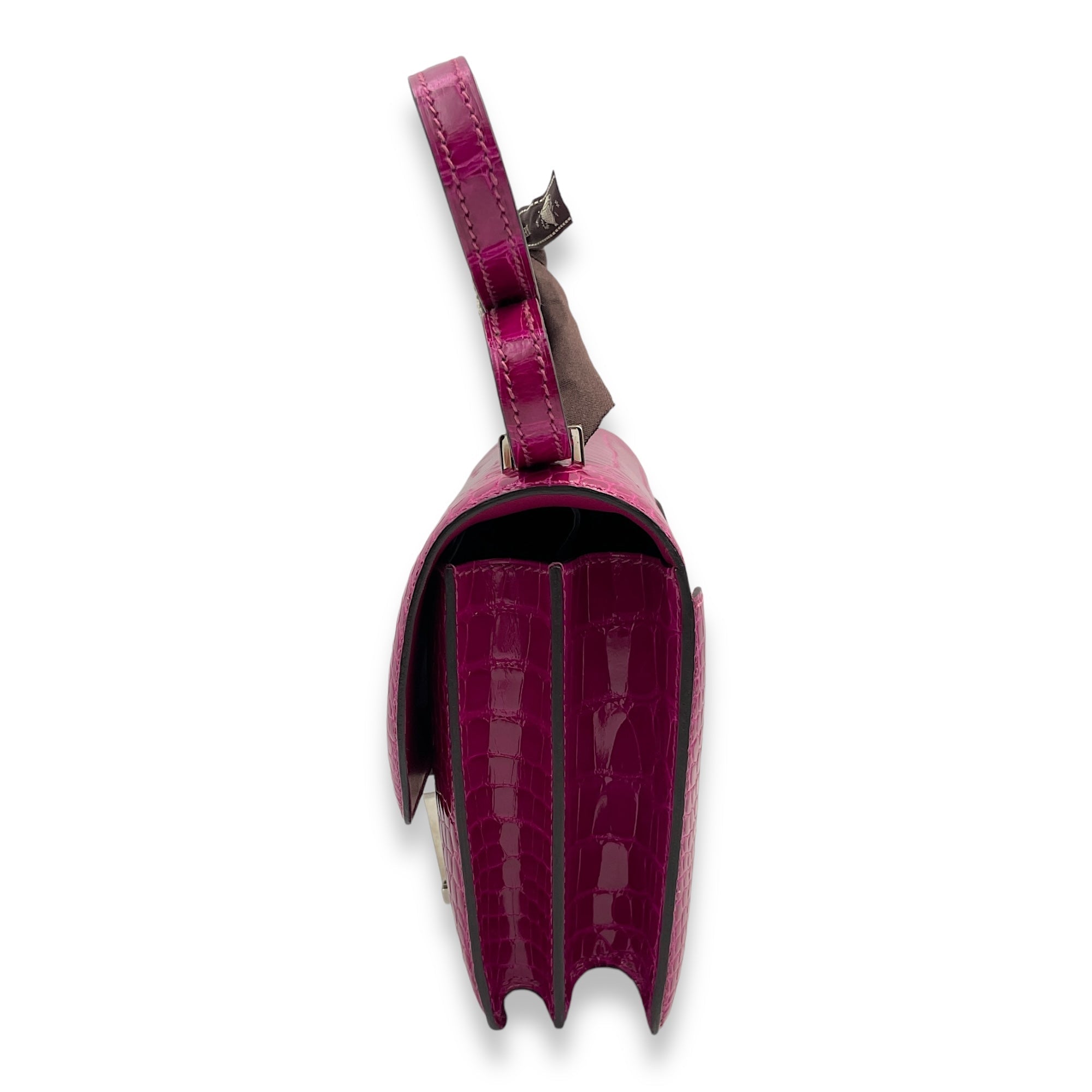 Constance 18 Rose Pourpre in Shiny Alligator Palladium hardware C107865 4