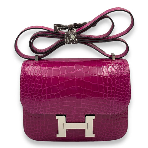 Constance 18 Rose Pourpre in Shiny Alligator Palladium hardware C107865 1