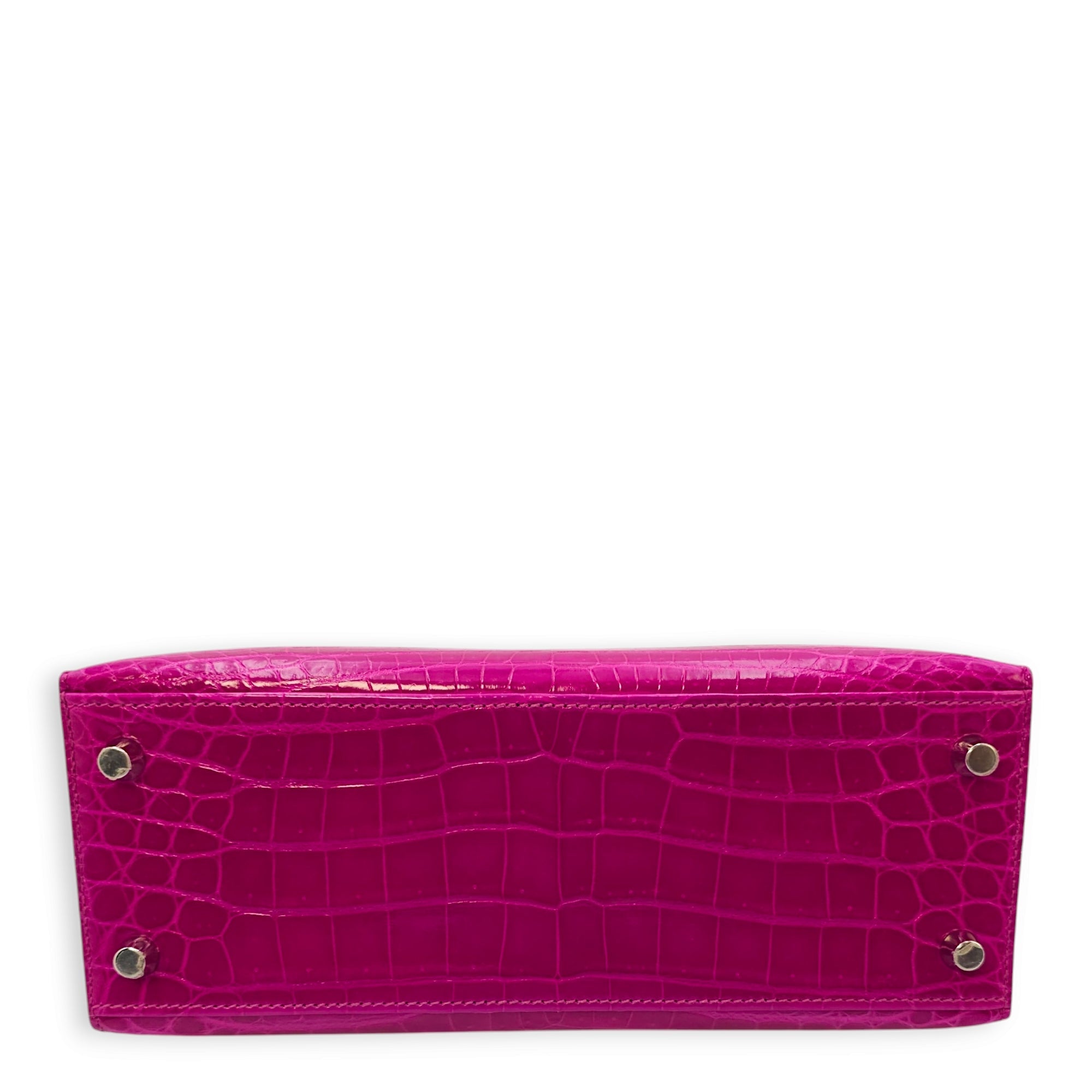 Sellier Kelly 25 Pourpre in Shiny Niloticus Palladium hardware
