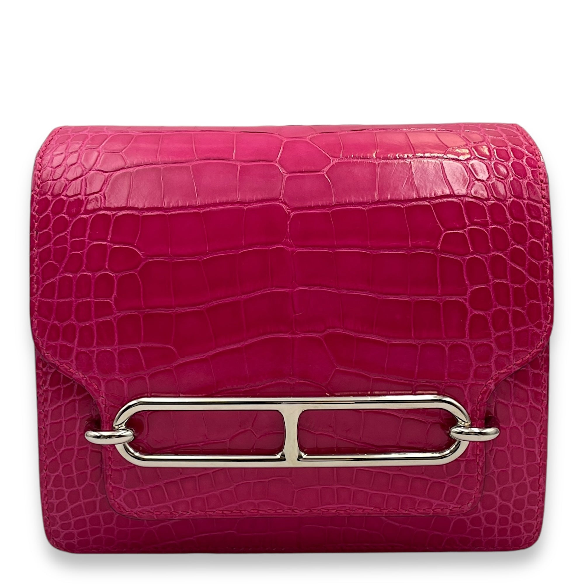 Roulis Mini Rose Scheherazade in Shiny Alligator, Palladium hardware