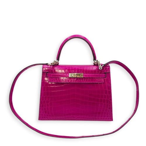 Sellier Kelly 25 Pourpre in Shiny Niloticus Palladium hardware