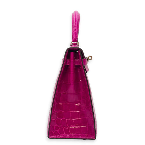 Sellier Kelly 25 Pourpre in Shiny Niloticus Palladium hardware