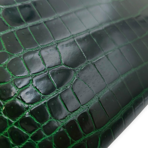 Sellier Kelly 32 Vert Fonce in Shiny Porosus Gold hardware CL2406-2734 8