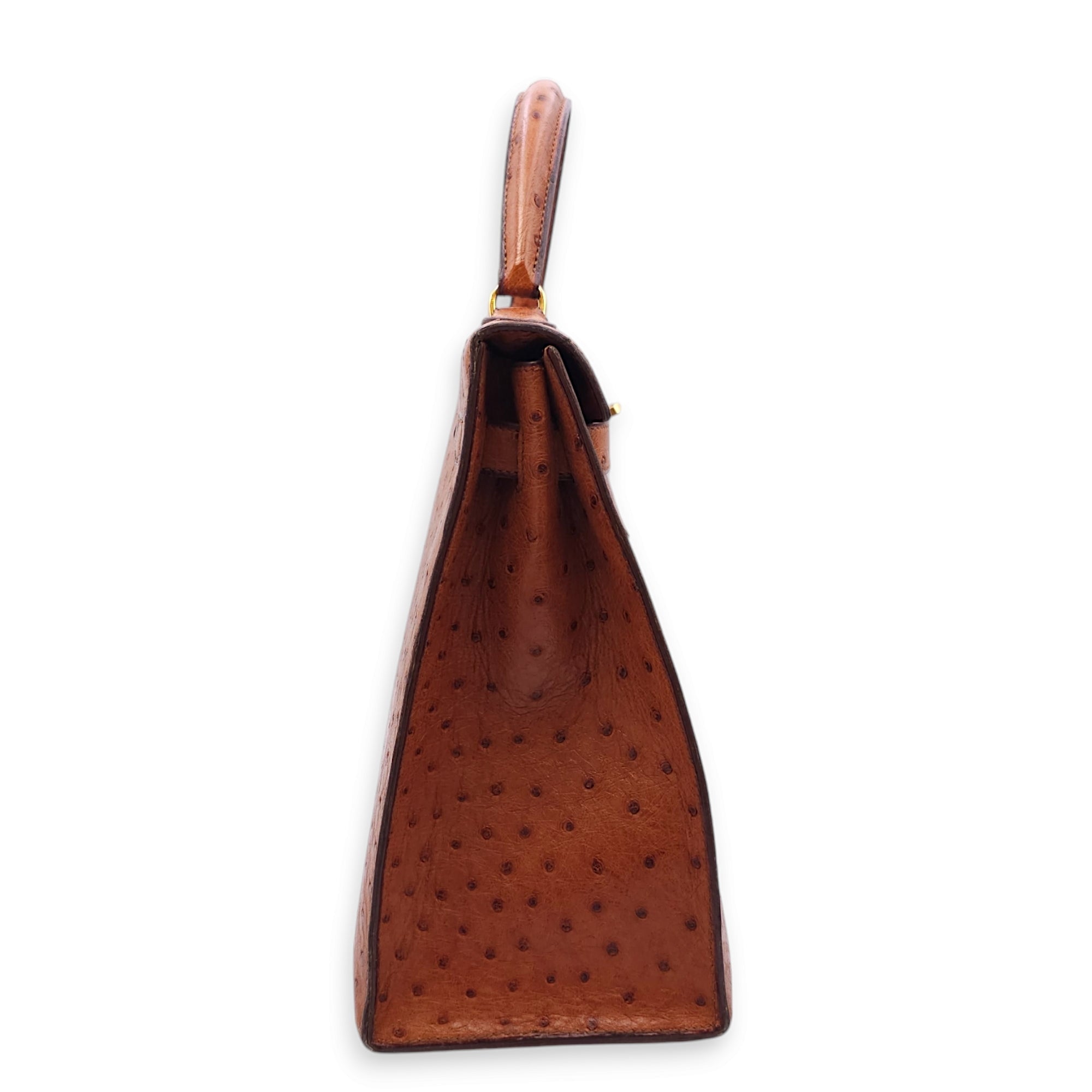Sellier Kelly 32 Cognac in Ostrich Gold hardware