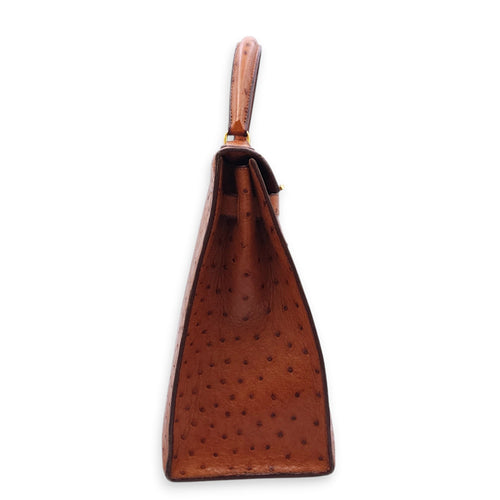 Sellier Kelly 32 Cognac in Ostrich Gold hardware