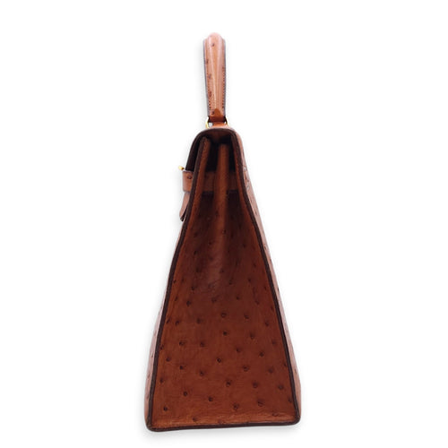 Sellier Kelly 32 Cognac in Ostrich Gold hardware