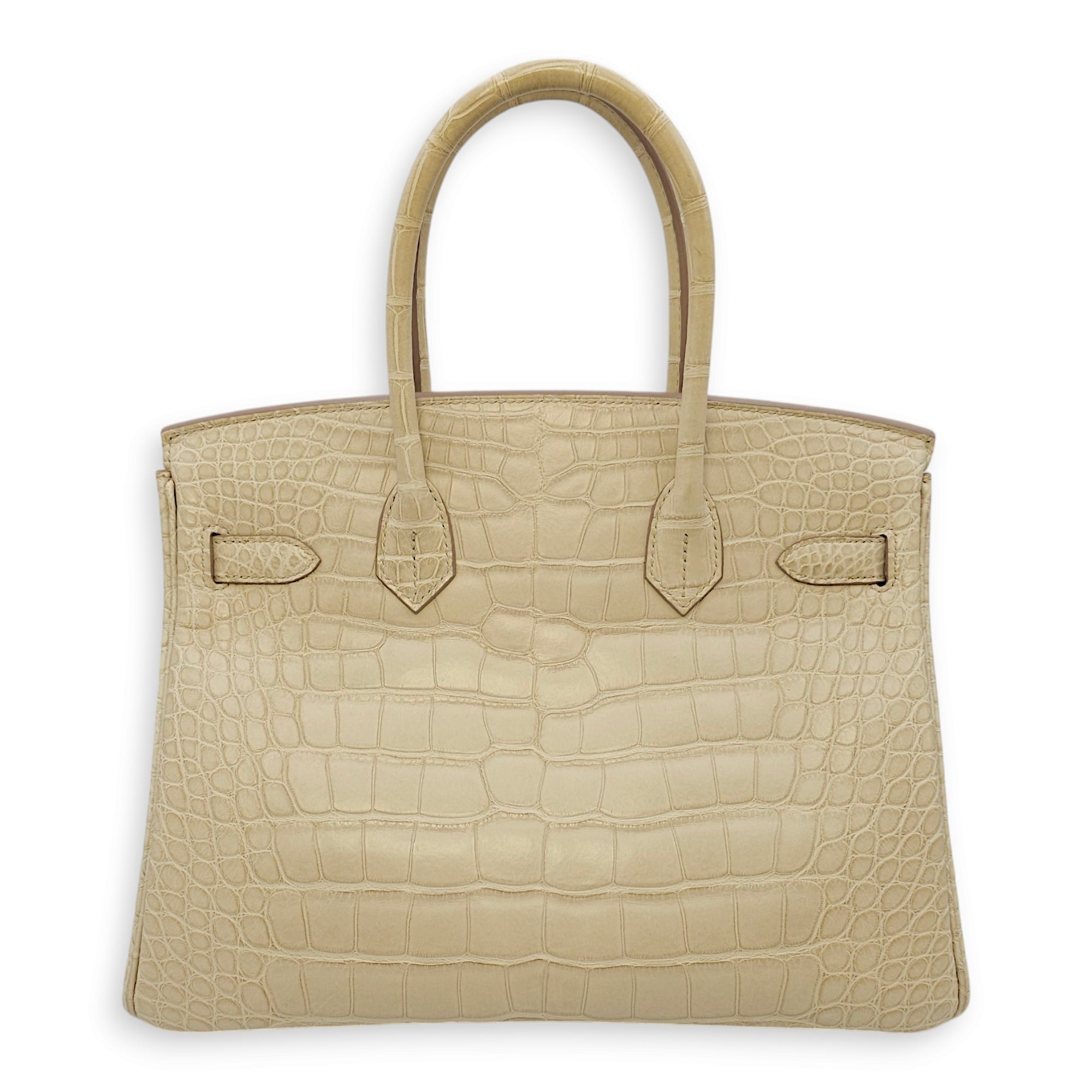Birkin 30 Beton in Matte Alligator, Gold hardware