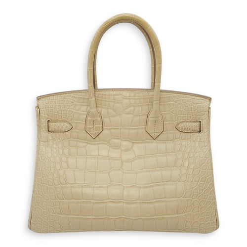 Birkin 30 Beton in Matte Alligator, Gold hardware