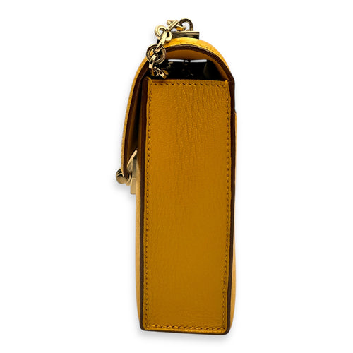 Verrou Mini Jaune Ambre in Chevre Mysore, Palladium hardware