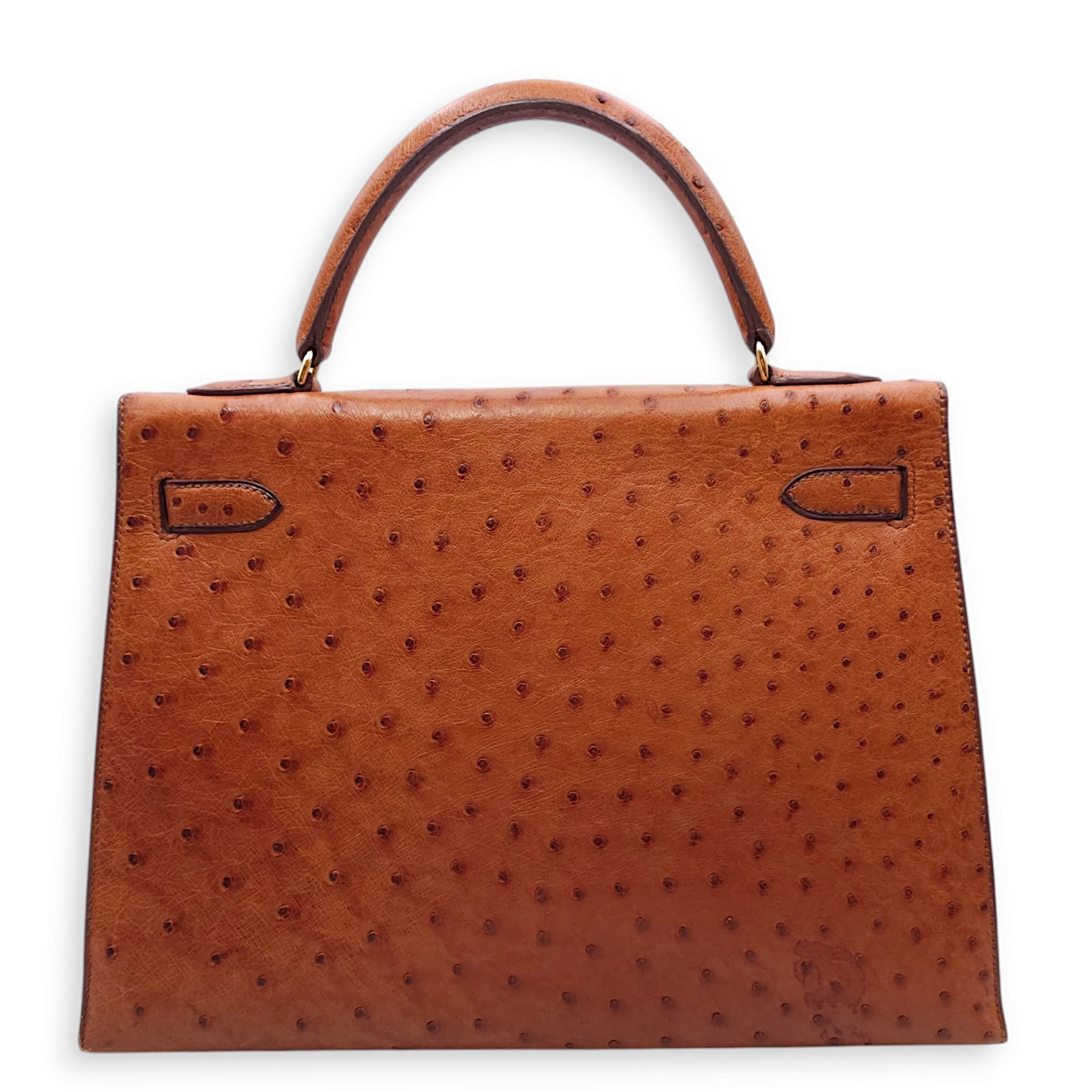 Sellier Kelly 32 Cognac in Ostrich Gold hardware