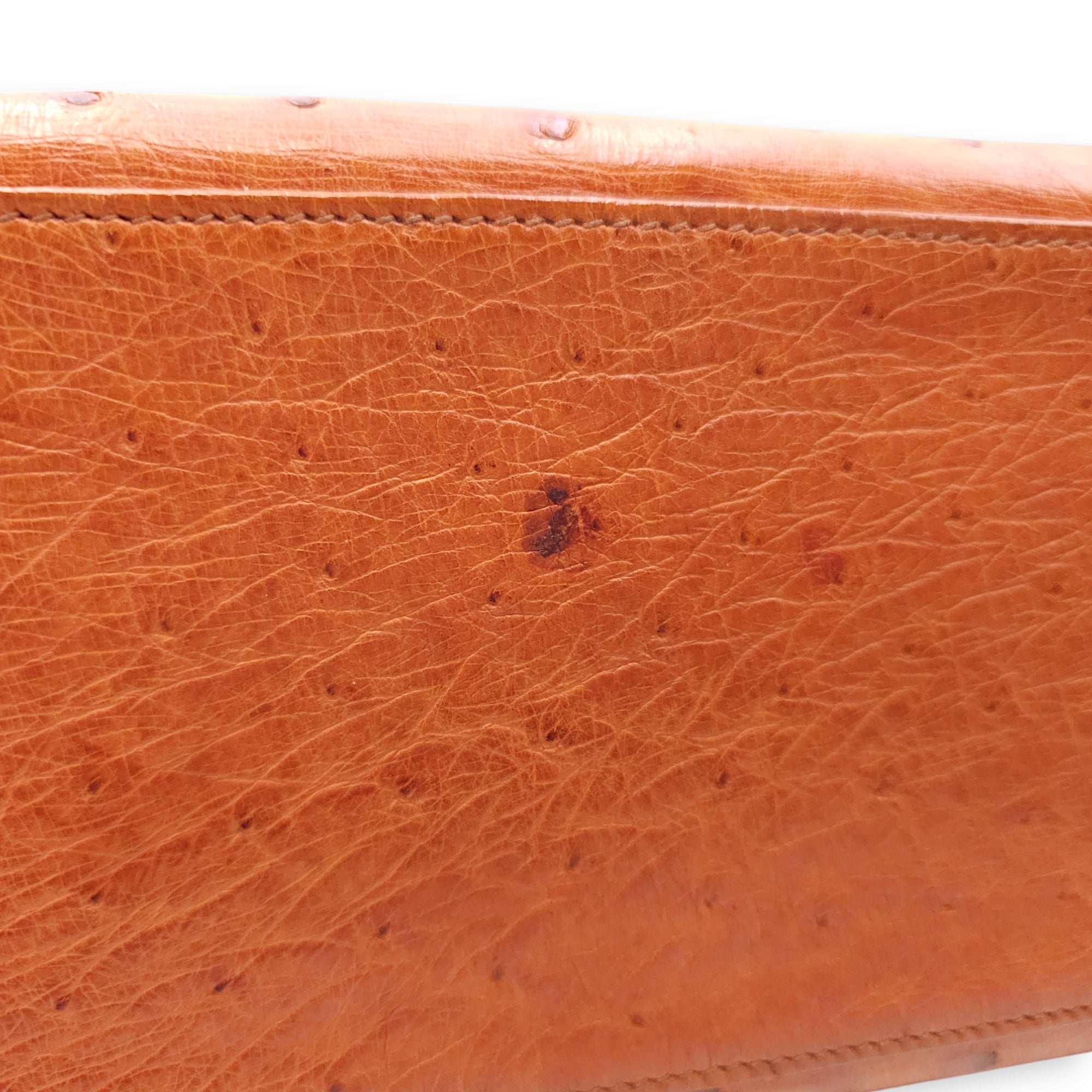 Sellier Kelly 32 Cognac in Ostrich Gold hardware