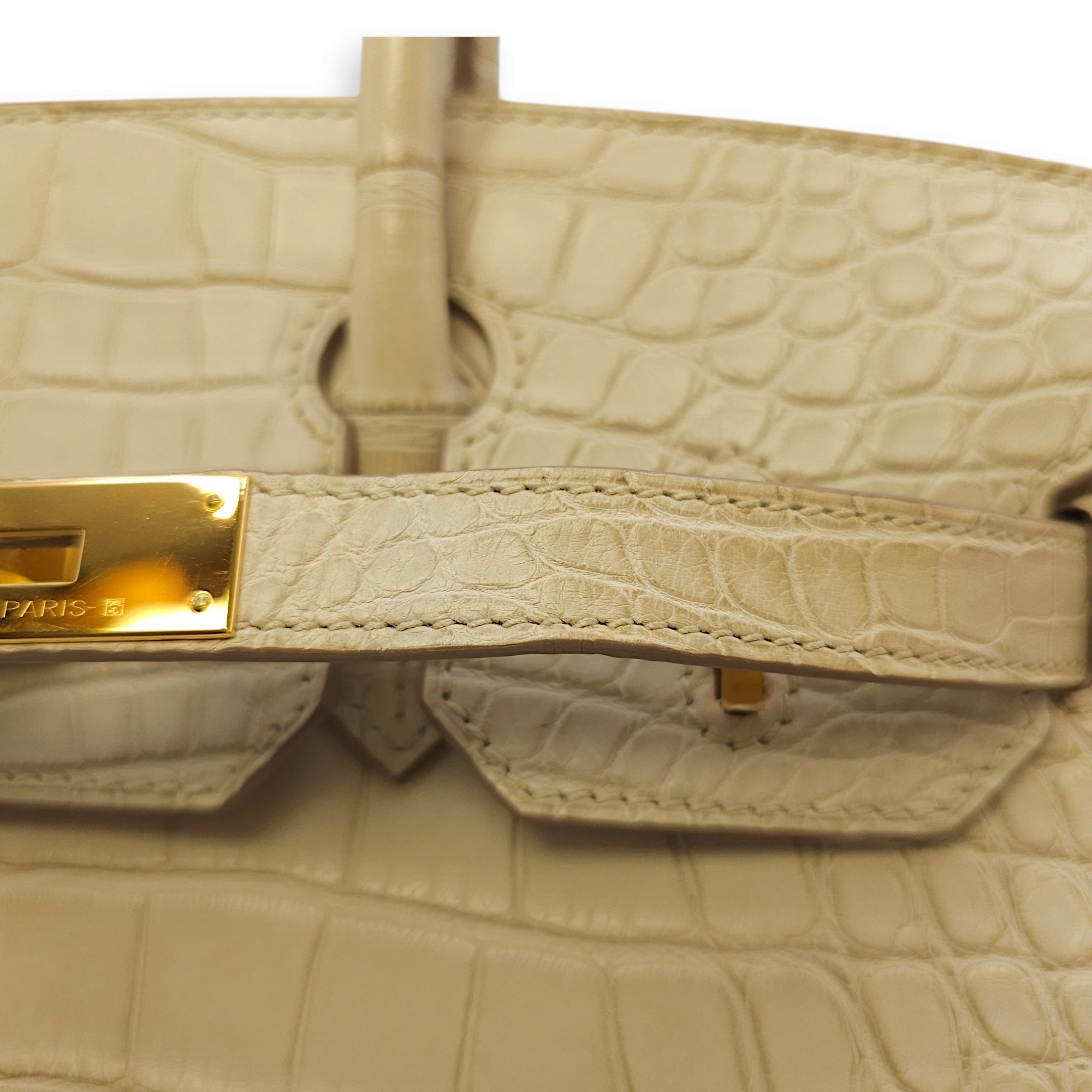 Birkin 30 Beton in Matte Alligator, Gold hardware