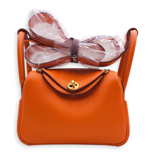 Lindy Mini Orange in Clemence, Gold hardware