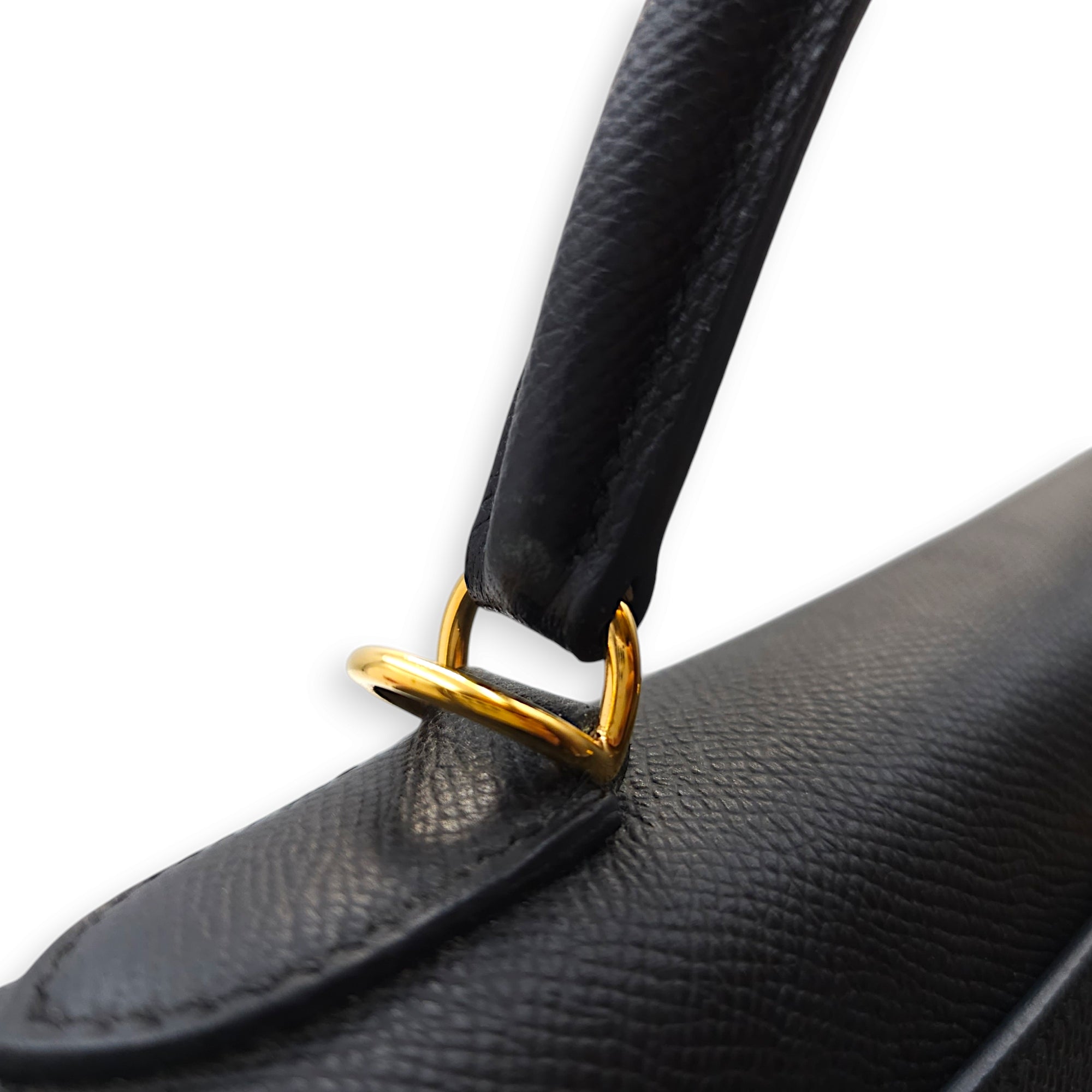 Sellier Kelly 28 Black in Epsom, Gold hardware