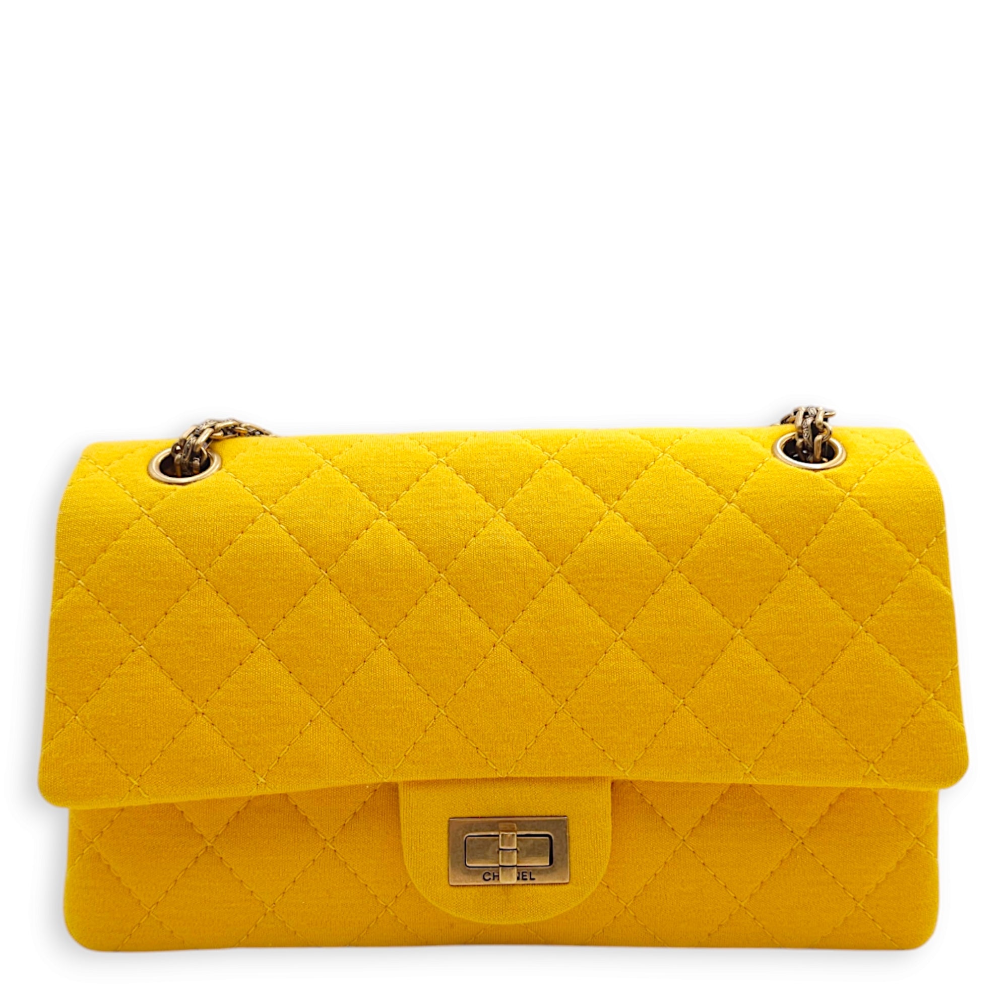 Reissue 225 24.5x15x8cm Yellow Shoulder Bag in Jersey, Gold hardware