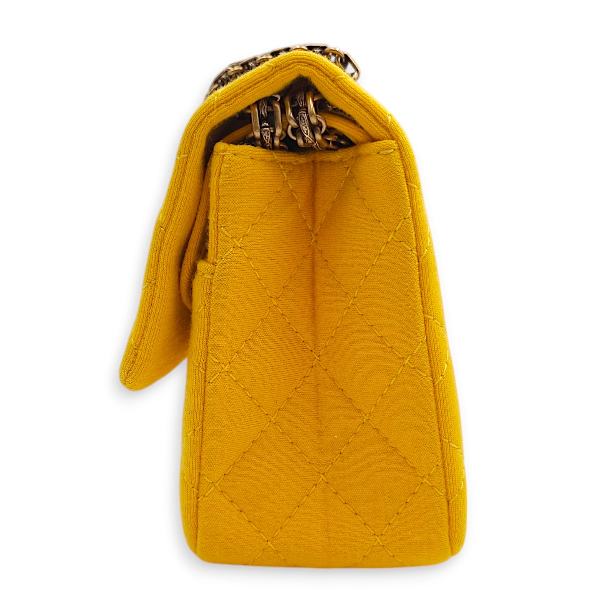 Reissue 225 24.5x15x8cm Yellow Shoulder Bag in Jersey, Gold hardware