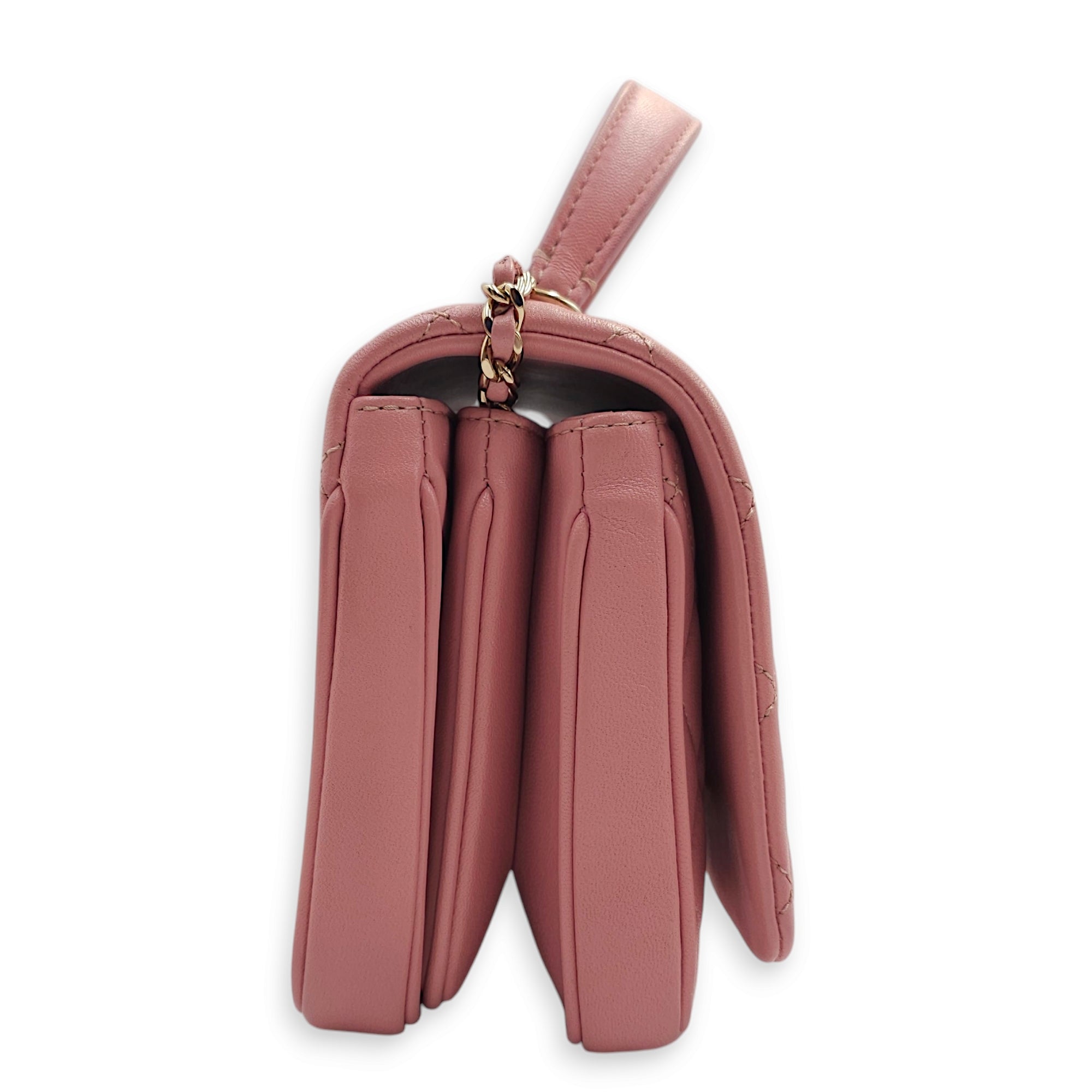 Seasonal Quilted Top Handle 16x13x4.5cm Pink Crossbody Bag in Lambskin Gold hardware CL2411-7738 5