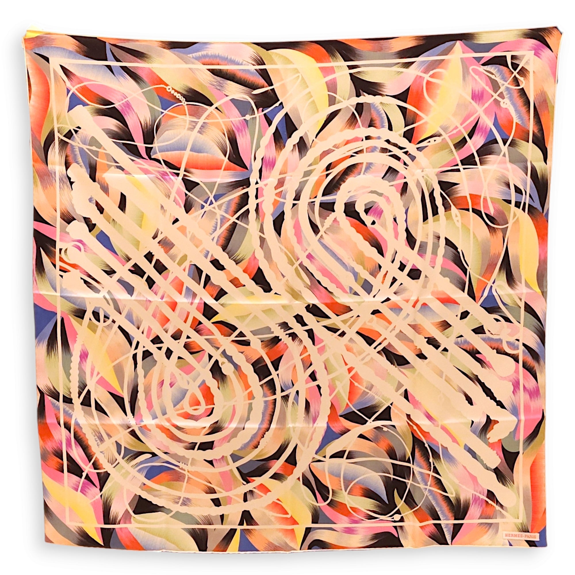 Marble 90x90 Multi-colour Scarf in Silk