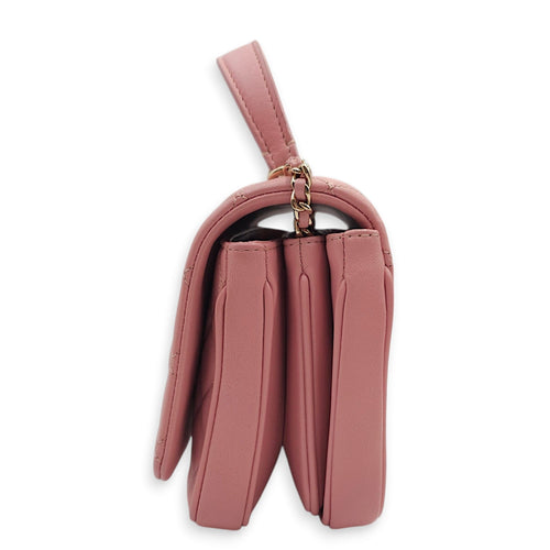 Seasonal Quilted Top Handle 16x13x4.5cm Pink Crossbody Bag in Lambskin Gold hardware CL2411-7738 4
