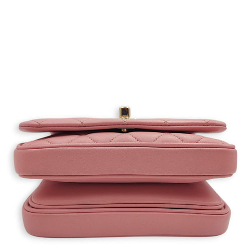 Seasonal Quilted Top Handle 16x13x4.5cm Pink Crossbody Bag in Lambskin Gold hardware CL2411-7738 6